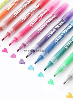 1152 12 Colors Glitter Marker Pens Set Waterproof Poster Gra