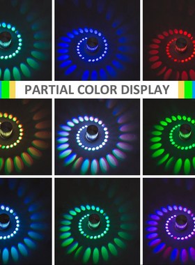 RGB Spiral Hole Led Wall Lamp 3W Dimmable Spiral Lamp with R