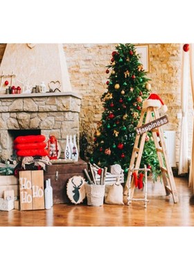 7X5Ft Photography Background Christmas Hat Fireplace Christm