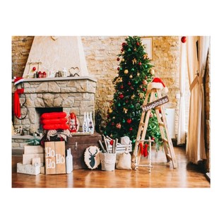 7X5Ft Photography Background Christmas Hat Fireplace Christm