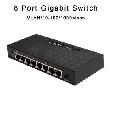 8Port Gigabit Switch 10/100/1000Mbps VLAN Hub Ethernet Switc