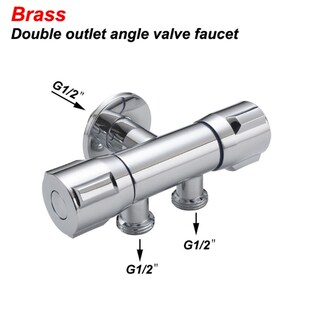 Silvery Copper Double Switch Outlet Angle Valve Toilet Bide