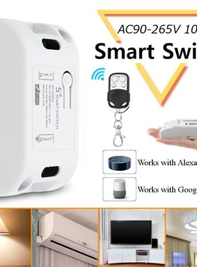 AC90-250V 10A WiFi Smart Light Switch + 433Mhz RF Remote Con