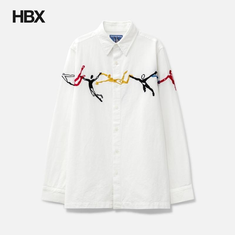 KidSuper Embroidered Figures Button-Up 长袖衬衫男HBX