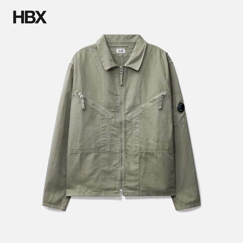 C.P. Company Cotton-Linen Blend Full Zip Overshirt 外套男HBX