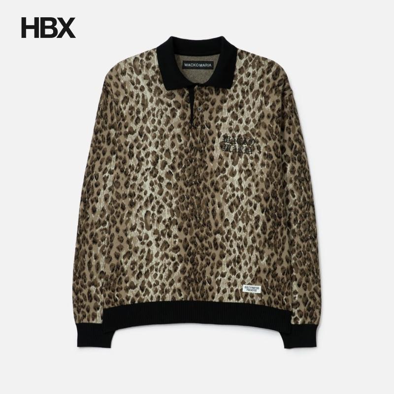Wacko Maria Leopard Jacquard Knit Polo Shirt Polo 衫男HBX