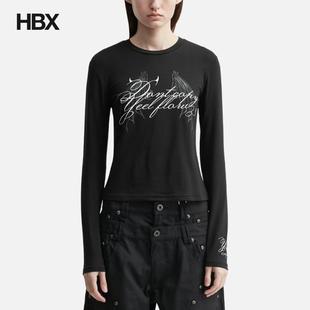 Long Sleeve Top YEEL 长袖 Lettering Black T恤女HBX Wing
