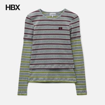 Ganni Long-Sleeve Top In Double Stripe 长袖T恤女HBX
