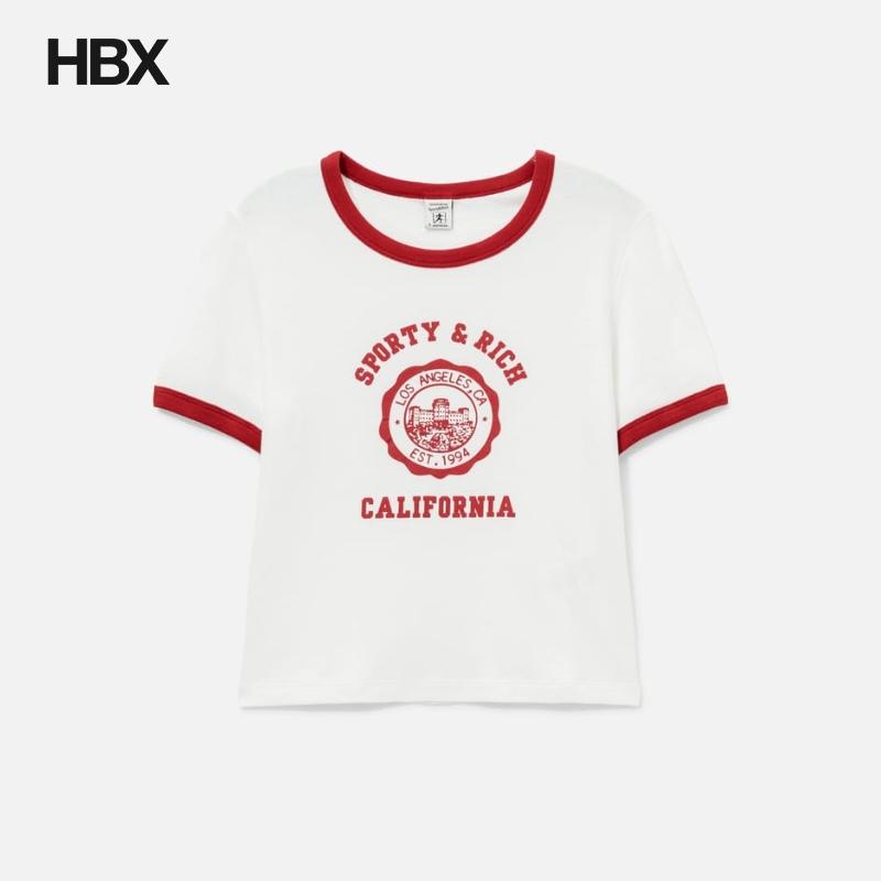 Sporty & Rich California Emblem Soft Ringer Tee 短袖T恤女HBX图片