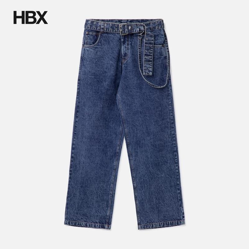 DHRUV KAPOOR BAGGY JEANS WITH BELT 牛仔裤 HBX