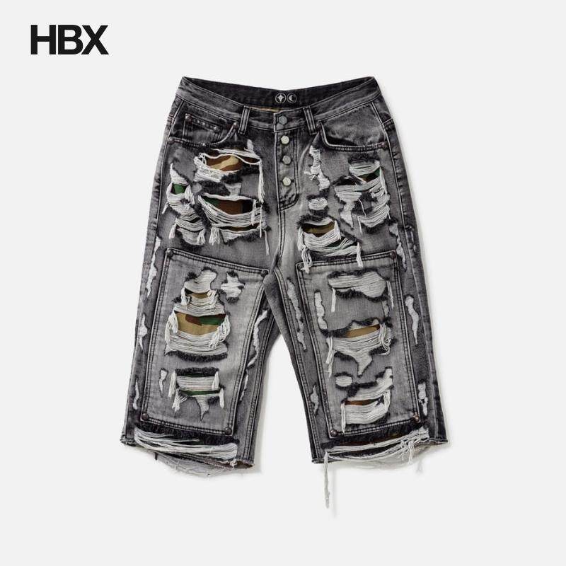 THUG CLUB Hell Camo Denim Shorts 牛仔裤男HBX