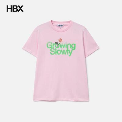 Ganni Basic Cotton Jersey Growing Slowly 短袖T恤女HBX