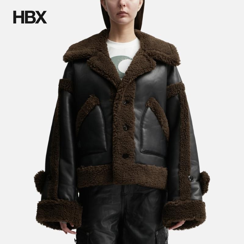 Lesugiatelier PANELED SHEARLING JACKET 羔羊绒外套女HBX