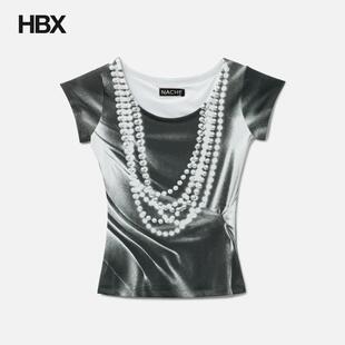 NACHE Pearl Necklace Printed T-Shirt 短袖T恤女HBX