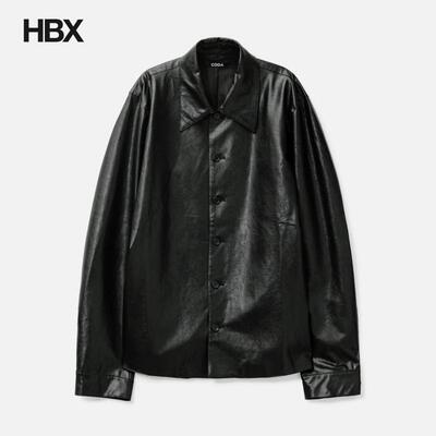CODA Black Synthetic Leather Cut Out Tiered Jacket 外套男HBX