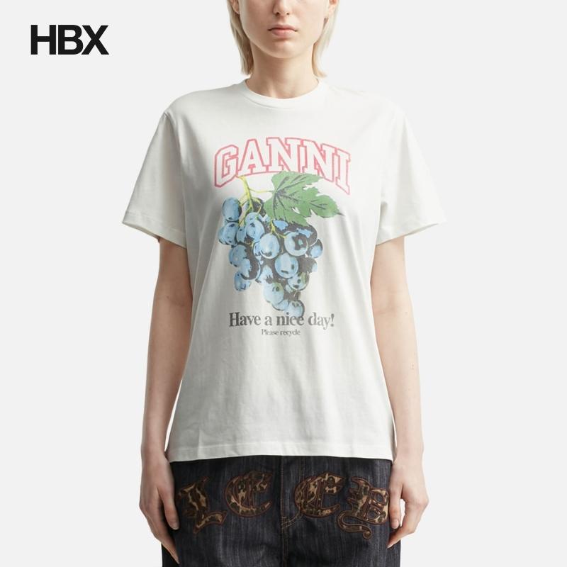Ganni Grapes Print T-shirt 短袖T恤女HBX