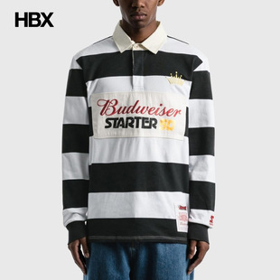 ShirtPolo衫 Budweiser 男HBX Stripe Starter Rugby Varsity