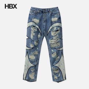 THUG CLUB Moon Star Distressed Denim Jeans 牛仔裤男HBX