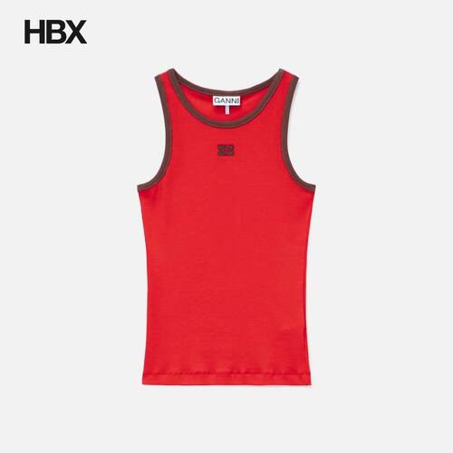 Ganni Tank Top In Red 背心女HBX