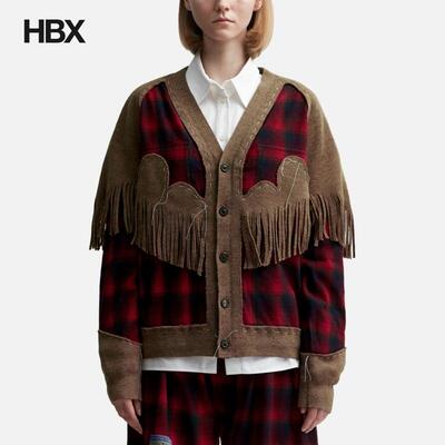 Maison Margiela/马吉拉 Check Fringe Wool Cardigan针织开衫女