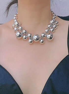 法国capinkofin欧美个性大珠子短款项链女嘻哈朋克气质choker