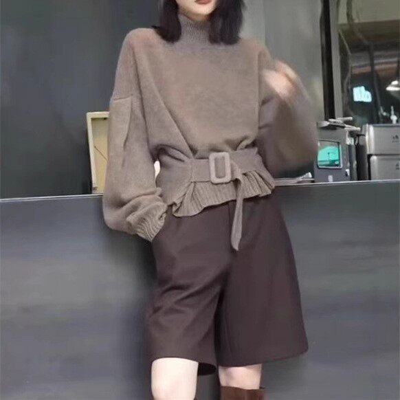 法国capinkofin秋冬新款高级感圆领宽松上衣休闲五分裤女潮