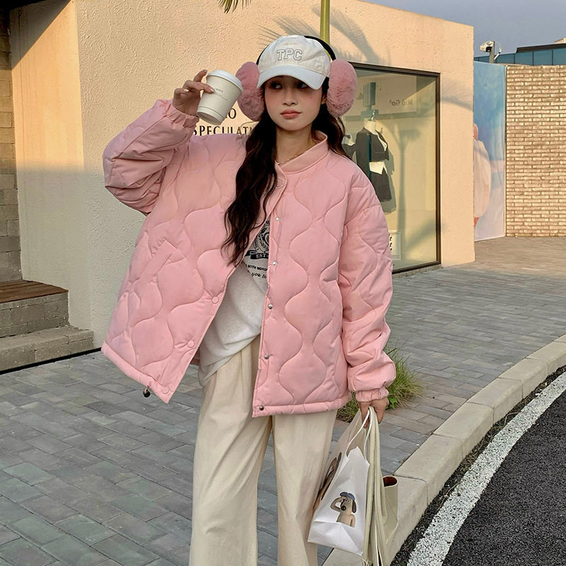 英国topwhit羽绒棉服女慵懒风菱格宽松显瘦小个子加厚棉衣女潮