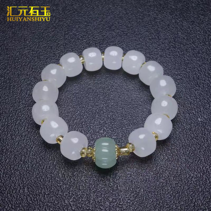 新疆金丝玉宝石光手链戈壁玉高冰玉石玉器手串