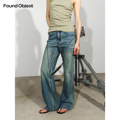Found Object 设计感线条水洗中高腰微喇牛仔裤 Kurve FlareJeans