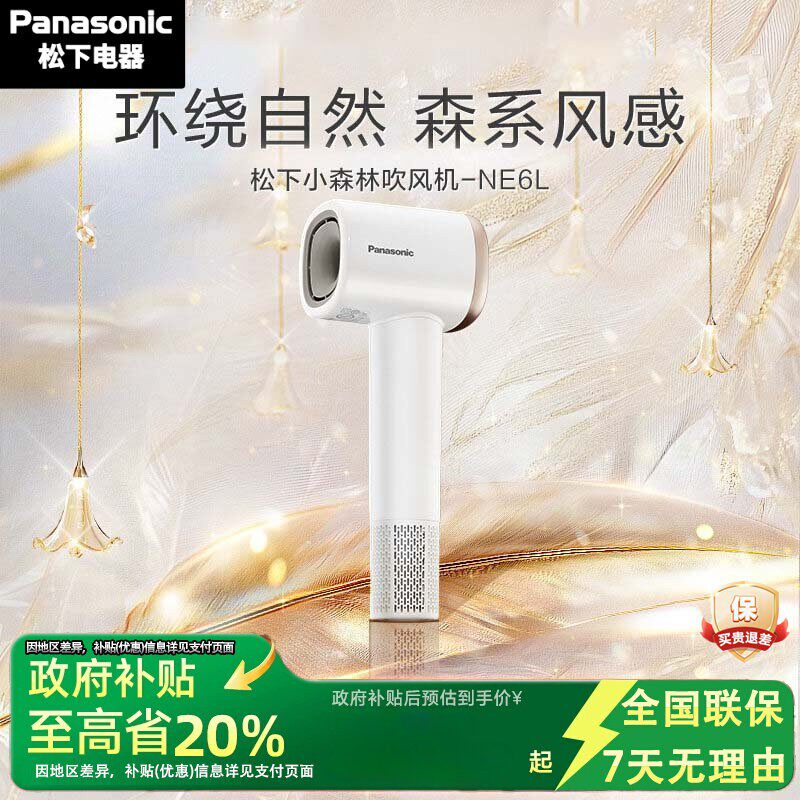 松下电吹风超静音大风力风筒宿舍家用发廊恒温负离子吹风机WNE6L