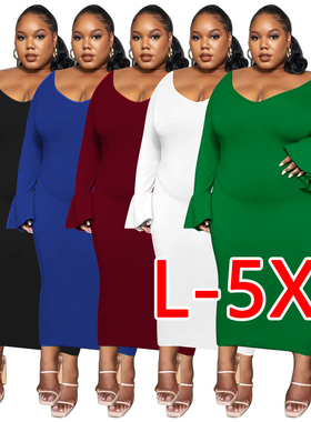 欧美大码肥fat women plus size larger over knee dress dresses