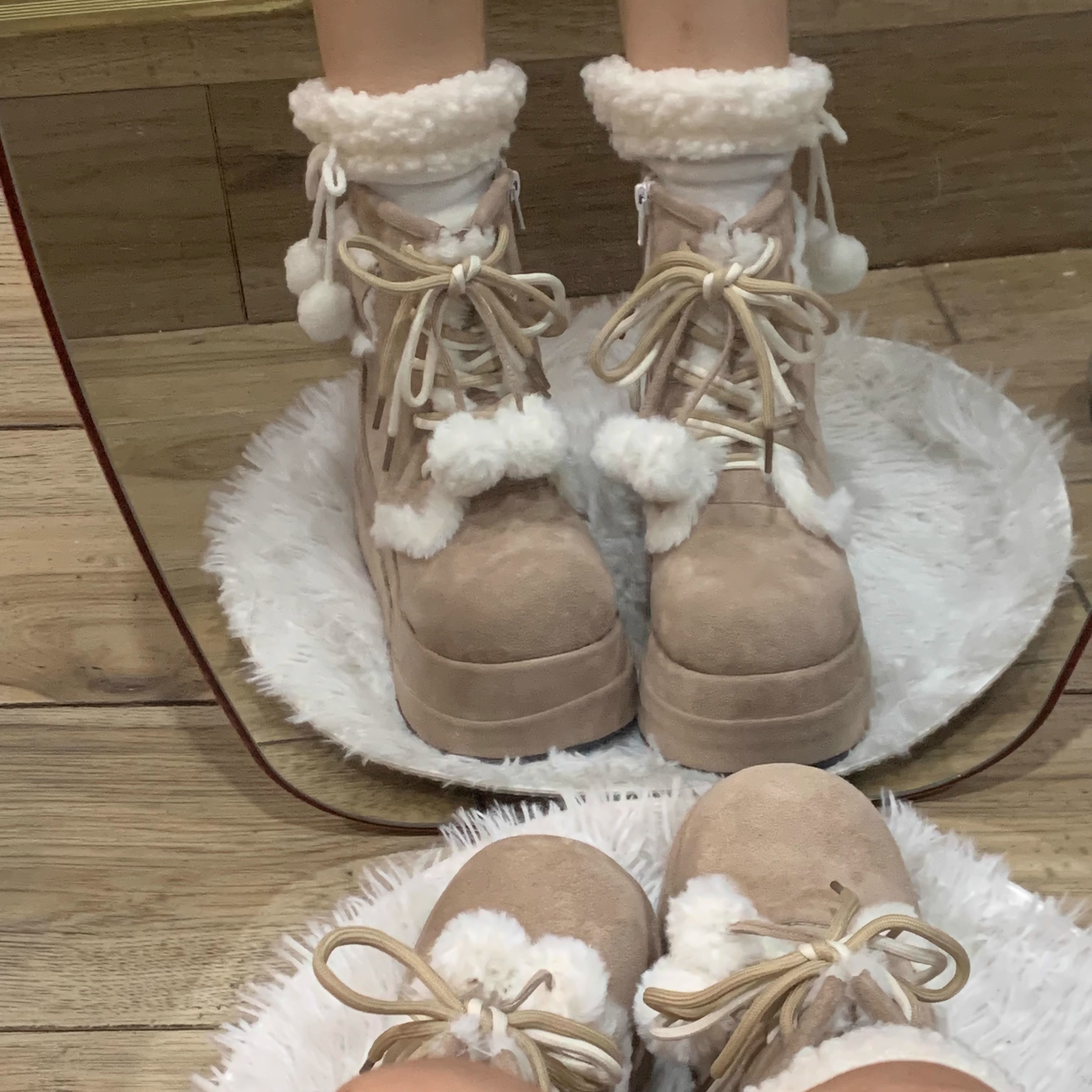 公主日记~厚底雪地靴圆头马丁靴