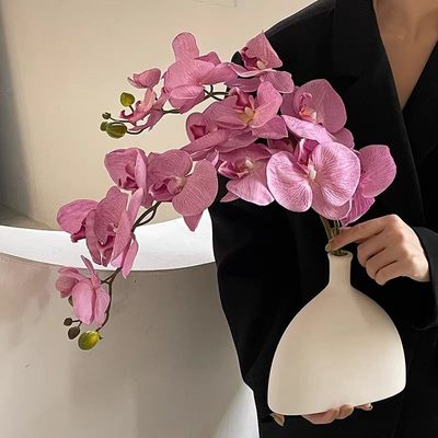 高档蝴蝶兰仿真花摆件陶瓷瓶假花摆设客厅餐桌卧室花装饰兰花乾燥