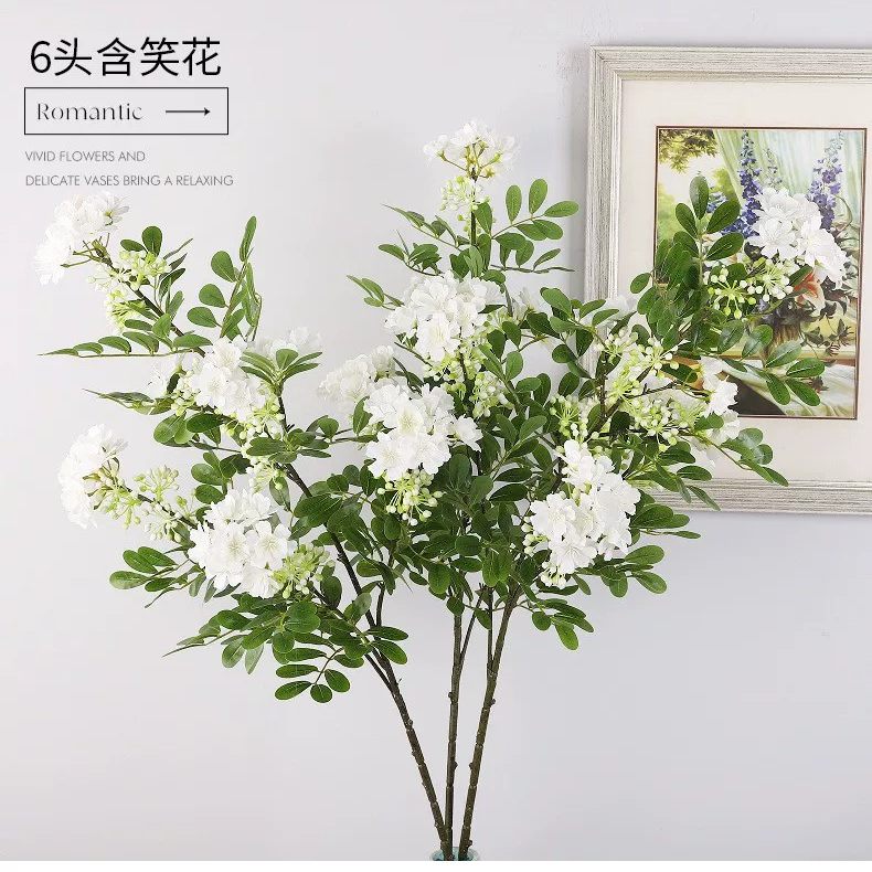仿真含笑花绢布花束家用餐桌摆放花艺婚庆拍摄道具室内造景假花