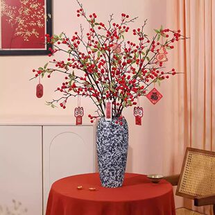 年宵花冬青红果发财果仿真花假花摆设干花花束客厅过年装饰花摆件