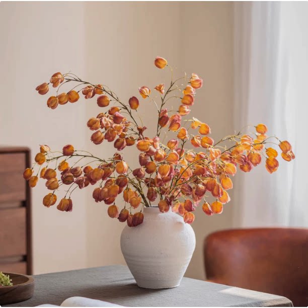 高端仿生花卉逼真干花栾树灯笼果假花仿真花摆设装饰高档轻奢仿生
