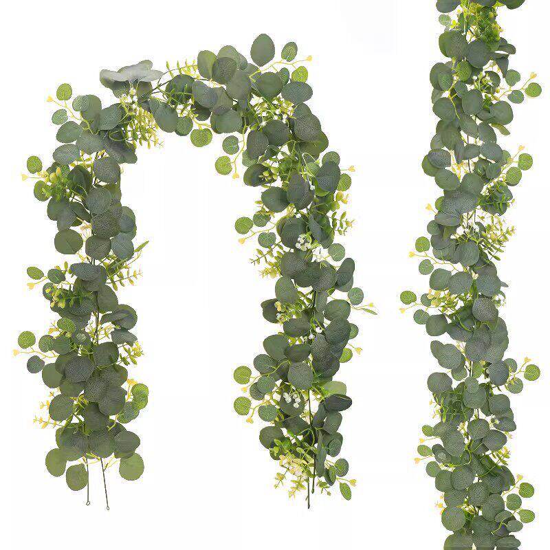 墙面挂饰仿真绿植尤加利藤条家居装饰空调管子遮丑藤蔓绿色植物