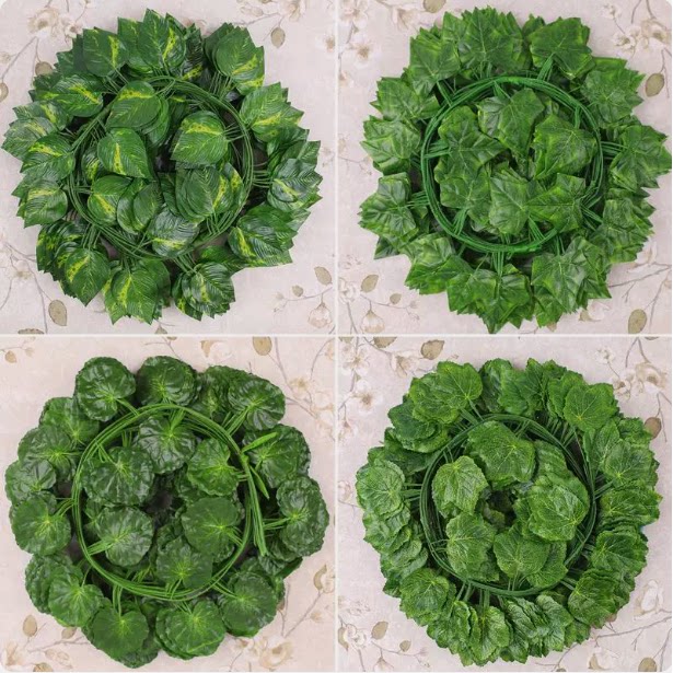 藤蔓仿真藤条爬山虎 绿萝 西瓜 葡萄 荷叶墙上墙面挂墙装饰假花