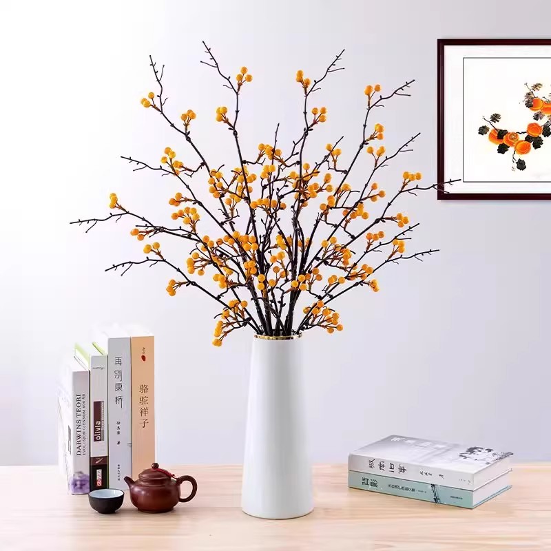 红果发财果浆果假花花束仿真花桌面装饰客厅摆设摆件冬青花艺花束