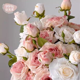 手捧花焦边玫瑰仿真花高级感逼真假花花束摆件客厅插花干花装饰花