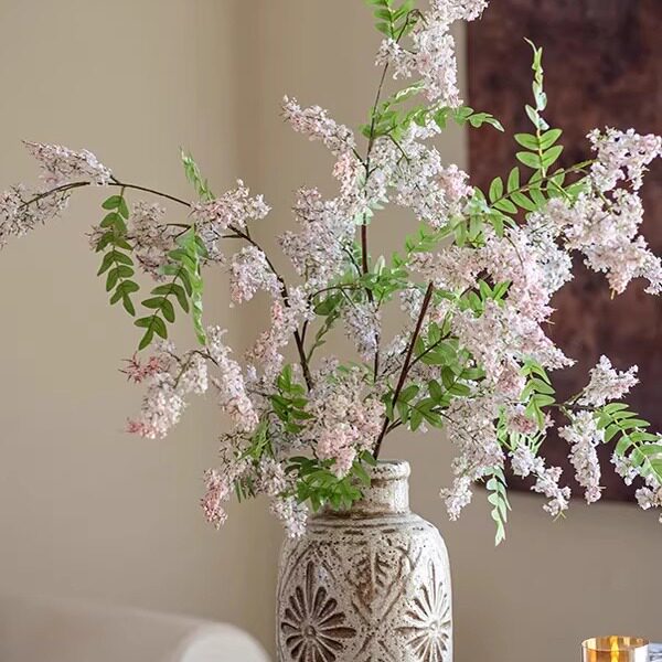 仿真槐花蕊高端婚礼布景商业造景假花紫粉槐花北欧墙壁软装饰庆典