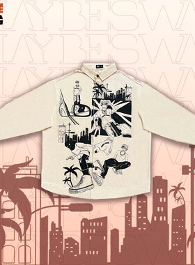 MAYBE SWAG原创漫画drill嘻哈国潮说唱hiphop潮牌衬衫长袖外套