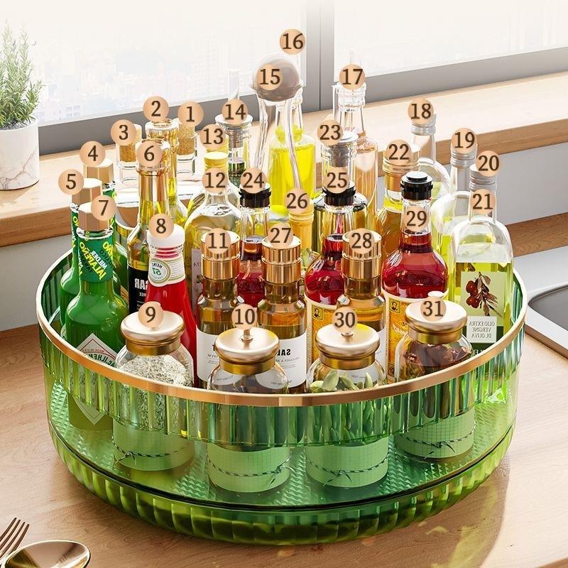 厨房可旋转调料置物架调味品转角专用油盐酱醋圆形多功能收纳盒架