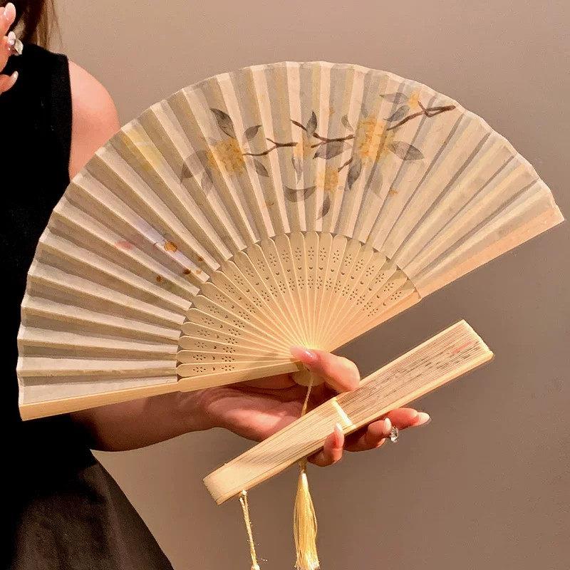 新中式折扇古风中国风折叠扇子拍照女可携式新款古典汉服女旗袍夏