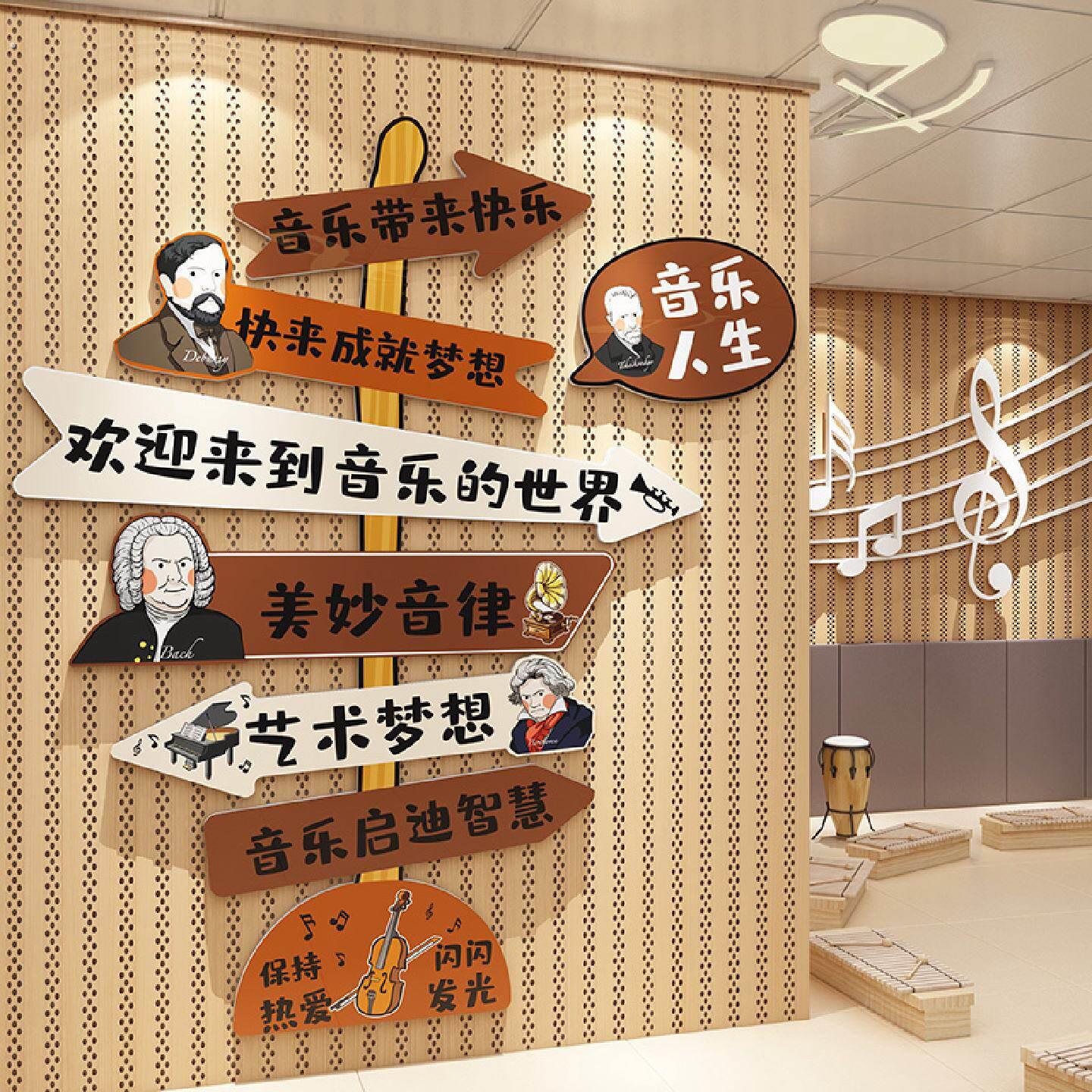 音乐会教室墙面装饰布置钢琴行房工作文化环创架子鼓幼儿园区场景图片