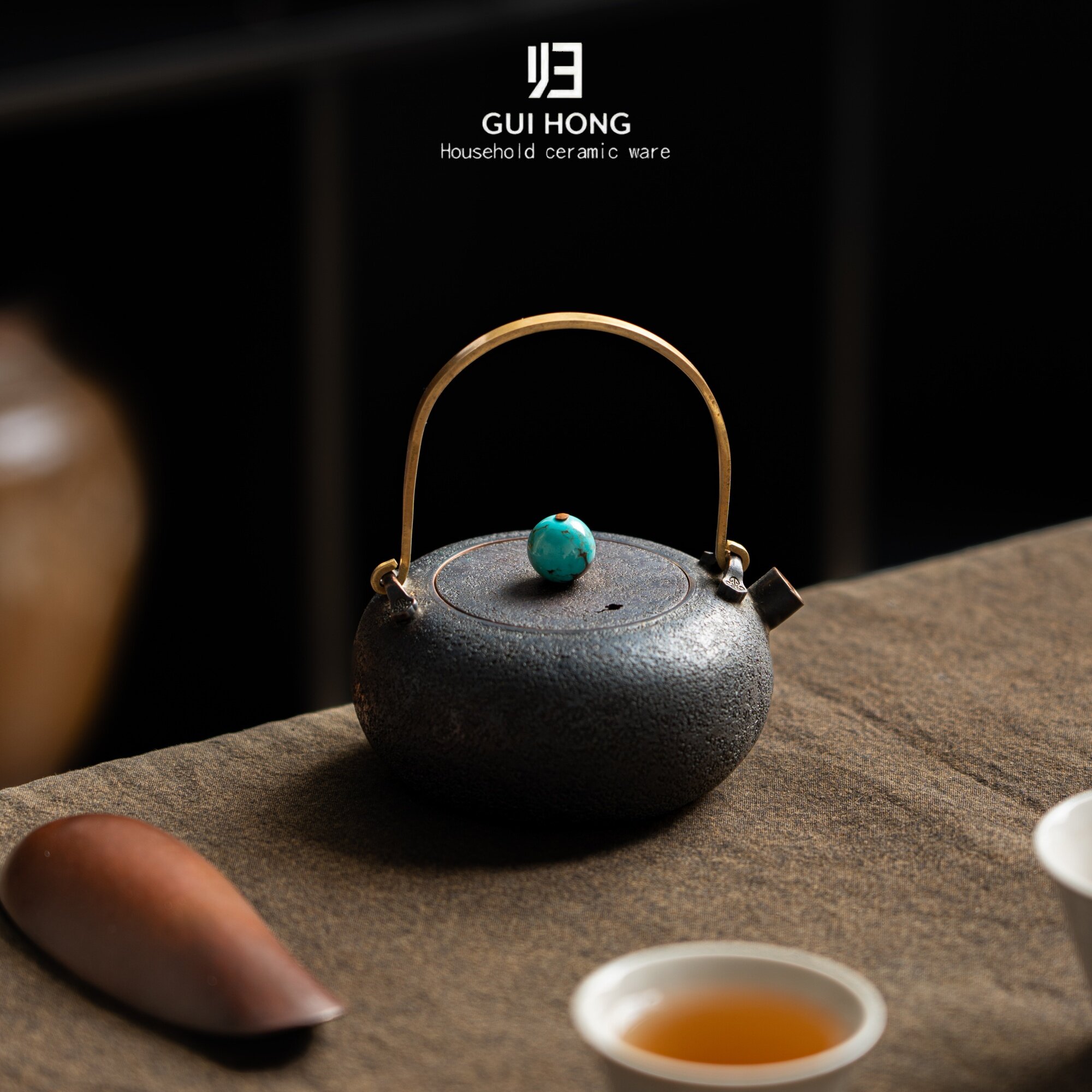 归鸿紫铜茶壶纯手工锤纹提梁壶茶空间泡茶家用喝茶壶纯铜泡茶器