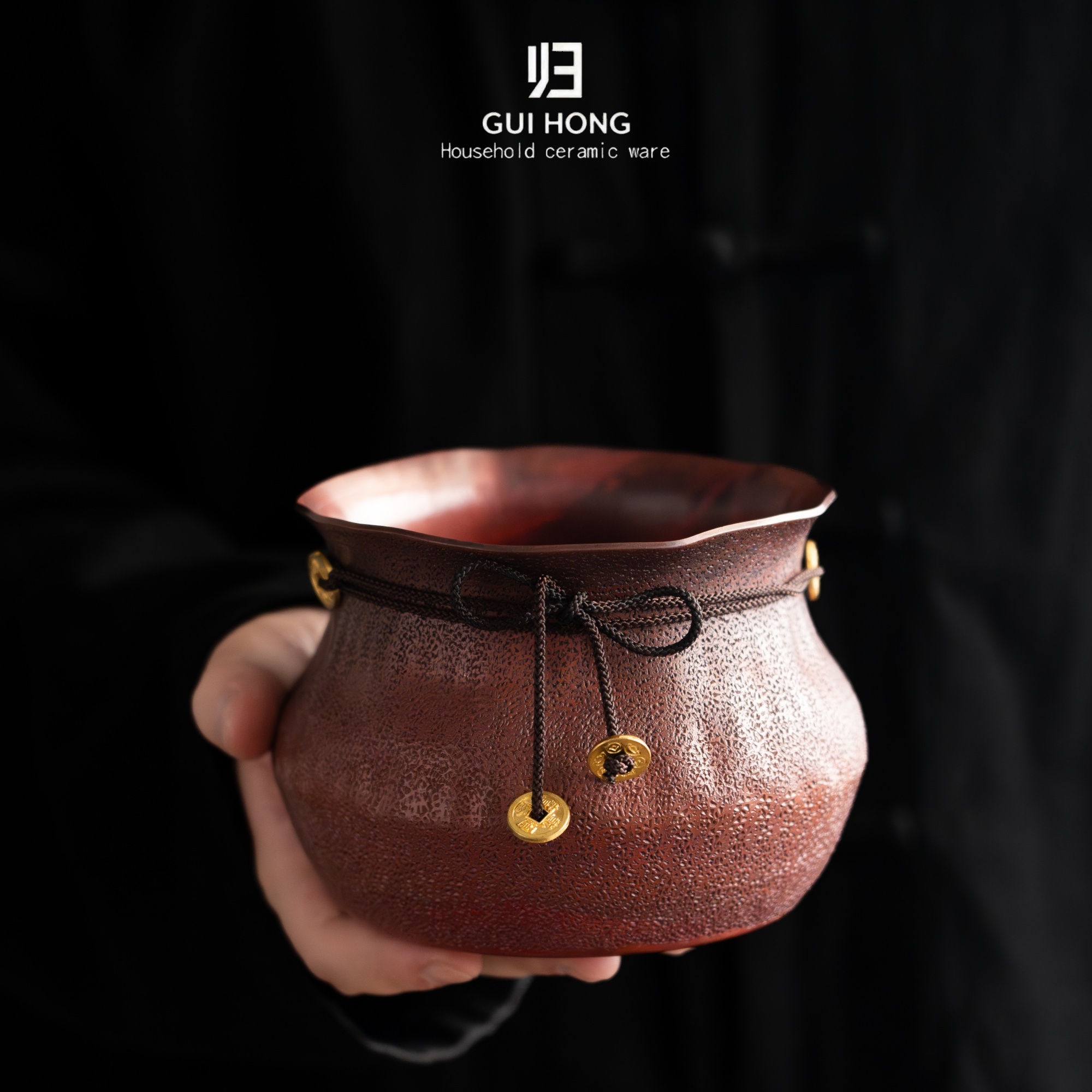 归鸿纯铜铜钱纳福建水复古轻奢高端茶桌茶渣缸茶洗茶海废水缸水盂