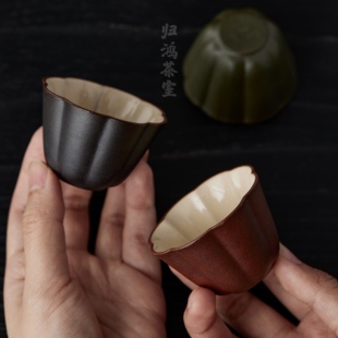 日式 归鸿 手工花瓣茶杯小杯家用待客创意高级客杯品茗杯功夫茶具
