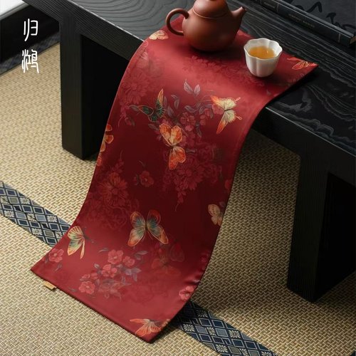 归鸿棱织香云纱新中式茶席茶桌布茶垫茶道配件隔热清洗方便高端