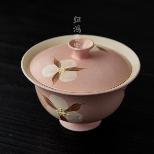 归鸿 景德镇纯手工悬停马蹄泡茶盖碗茶碗单个高档茶具泡茶碗牧渔